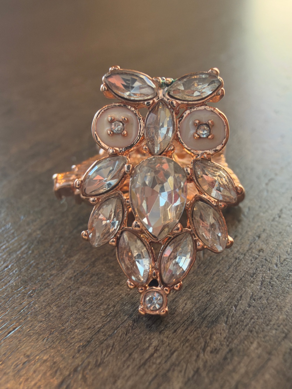Kate Spade Crystal Owl Earrings in Rose Gold